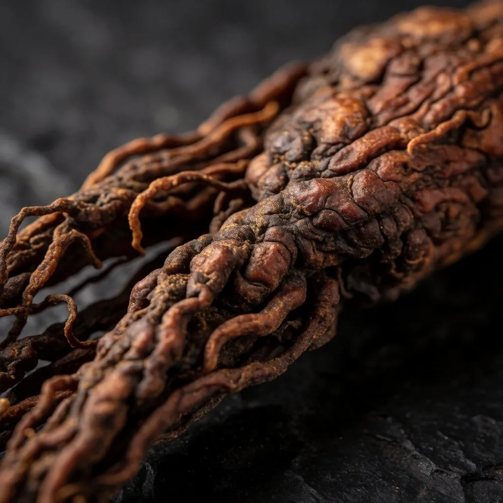 Dried ginseng root macro