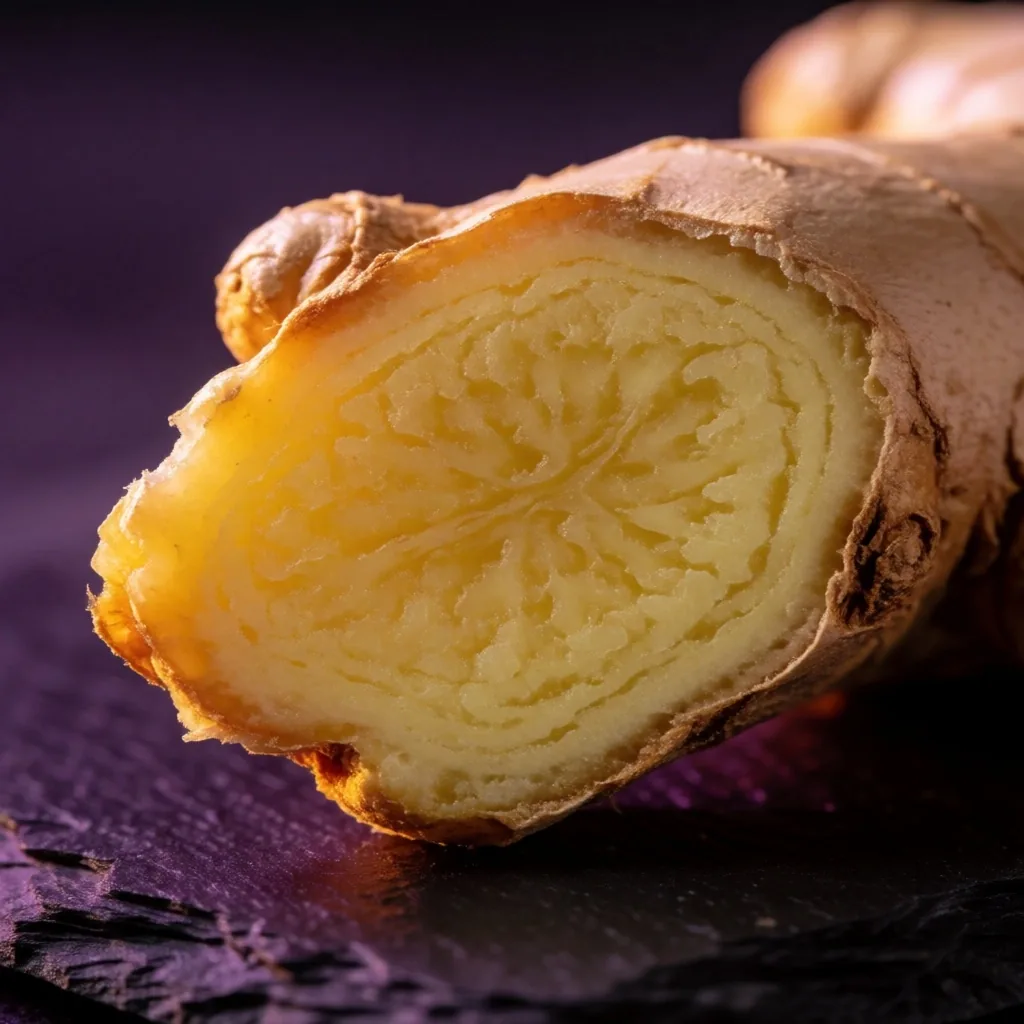 Fresh ginger root cross-section